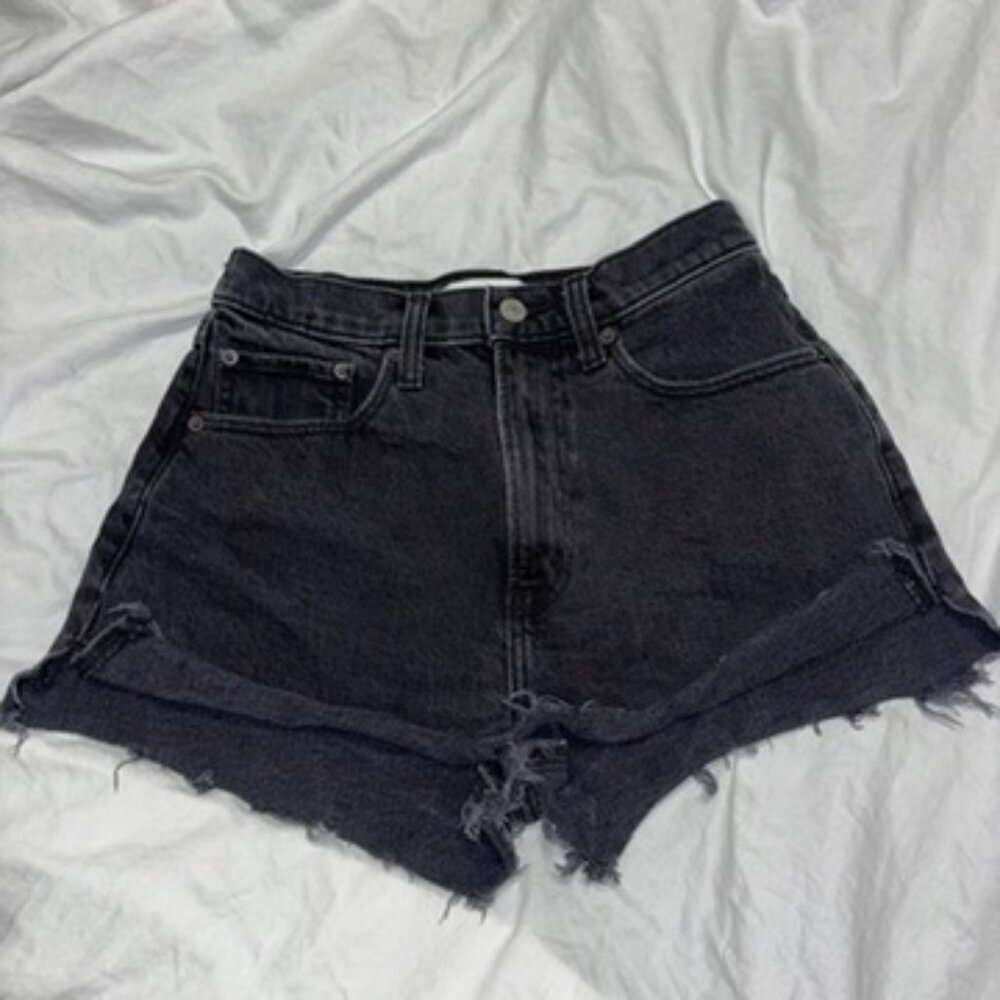 Abercrombie & Fitch Black High-Rise Denim Shorts
